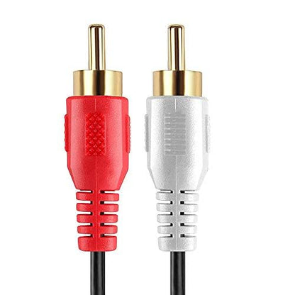 Cmple - 2 RCA Cables 1.5ft Dual RCA Male to Male Stereo Audio Speaker Cable Red and White Plugs Cord for Subwoofer, Audio Mixer, Amplifier, Car Stereo, Marine Audio - Black - size: 1.5FT