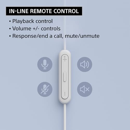 Sony IER-EX15C USB-C Plug, Wired in-Ear Headphones with Mic, White | For iPhone and Android Phones, Built-in Multi-Function Button, Volume and Mic Control, Supports USB Audio Class 1.0 Devices - color: White, style: USB-C, Mic