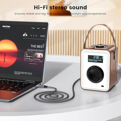 MOSWAG 3.5mm Audio Cable 3.5mm Male to Male Audio Cable 4Pole TRRS Jack Aux | 6.6ft Nylon Braided Hi-Fi Stereo Aux Cord for Headphones, PS4, Smartphone, Tablets, Headset, PC, Laptop and More - size: 6.6FT/2Meter