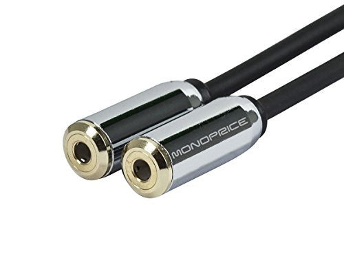 Monoprice 3.5mm Stereo Splitter - TRS Male to TRS Dual Female, Designed for Mobile, 0.5 Feet, Black