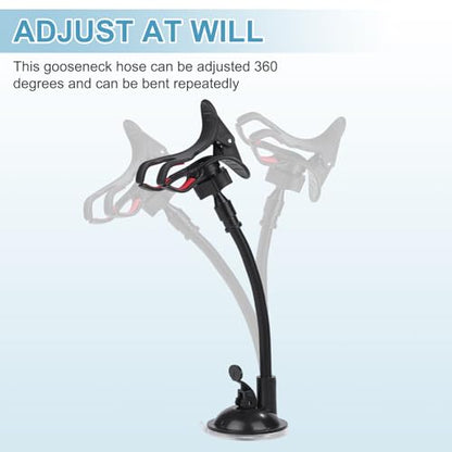PATIKIL 6" Gooseneck, 2Pcs 1/4"-20 Female to Male Thread Metal Universal Hose Flexible Arm Gooseneck Tube Extension Holder for Action Camera, Phone, Microphone, Black - size: 6 Inch