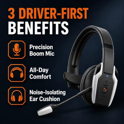 Trucker Bluetooth Headset, Bluetooth 6.0 Wireless Headset with ENC Noise Cancelling Mic, 58H Play Time, Hands-Free Headset for Truck Drivers, Office Calls & Driving-Silver - color: Silver