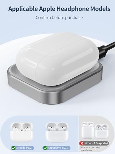 AirPods Pro Charger - Wireless Charging Station for AirPods 4 (withActive Noise Cancellation)/ 3rd/ 2rd, Gray - color: Aluminum(Grey)-for AirPods