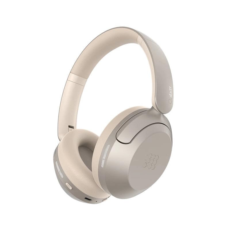 Cubitt Power Headphones with Hybrid ANC | Bluetooth 5.4 Over-Ear Headphones with 60H Playtime, 4 Mics, Auto-Pause, Transparency Mode, Low Latency, Foldable Design, USB-C Fast Charging-Champagne - color: Champagne