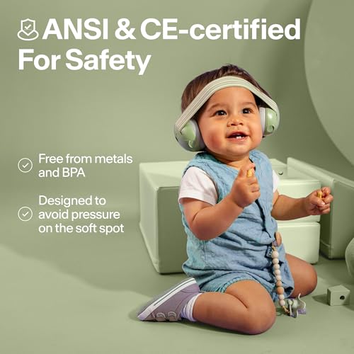 Alpine Muffy Baby Ear Muffs Noise Protection | Toddler Ear Protection | For babies up to 4 years | 24dB Sound Reduction | Baby Hearing Protection | Noise Reduction | Baby Essentials New Mom Gifts - color: Green