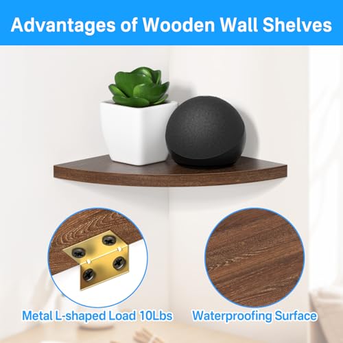 Corner Speaker Shelf for Small Speaker Wall Mount, Wooden Floating Speaker Shelf for Samsung, Sony, Bose, JBL, LG Speaker Wall Mount - Corner Speaker Mount for Most of Satellite Speakers, Set of 2