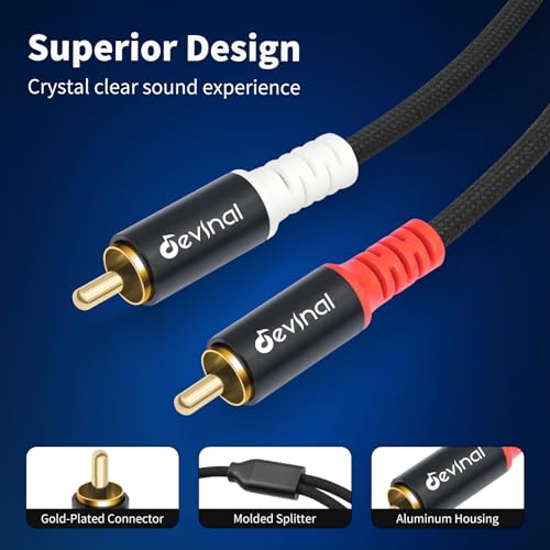16FT RCA Cables, 2RCA to 3RCA Audio Cable, Male Stereo RCA Cord Shielded Braided for Home Theater, HDTV, Amplifiers, Hi-Fi Systems, Car Audio, Speakers - size: 5 Meters/ 16 FT
