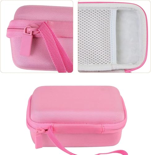 for JBL Go 5/4/3 Ultra Portable Speaker Hard Travel Case, Pink+White | Protective Storage Bag with Mesh Pocket & Hand Strap, Shockproof EVA Carrying Box, Soft Lining - color: Pink Case + Inner White