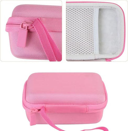 for JBL Go 5/4/3 Ultra Portable Speaker Hard Travel Case, Pink+White | Protective Storage Bag with Mesh Pocket & Hand Strap, Shockproof EVA Carrying Box, Soft Lining - color: Pink Case + Inner White
