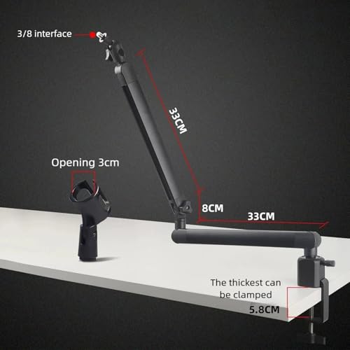 Adjustable Microphone Boom Arm Stand 360° Rotation Desktop Mic Holder
