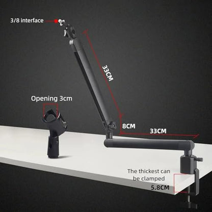 Adjustable Microphone Boom Arm Stand 360° Rotation Desktop Mic Holder