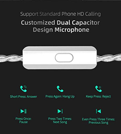 KZ ZST X Hybrid in-Ear Earphones with Mic, Cyan | HiFi Musician Monitor Earbuds, Detachable 2-Pin Cable, 10mm DD+BA, Noise-Isolating, In-Ear Headphones, Gaming IEM - color: Cyan, size: With Mic