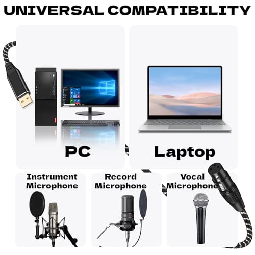 XLR Female to USB-A Recording Cable, USB Microphone Cable - 3M/10FT - size: 10FT