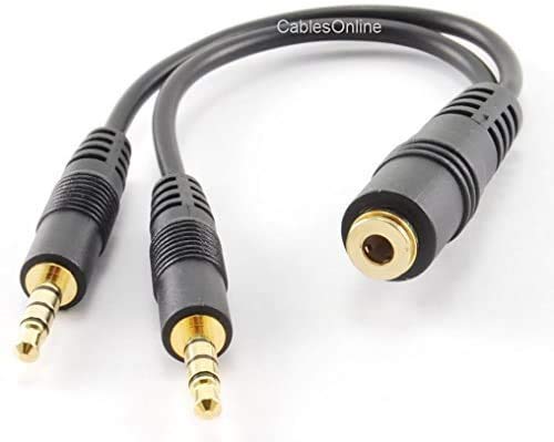 CablesOnline 3.5mm TRRS Female to Dual TRRS Male Stereo 4-Pole Splitter Cable, IP-Y03