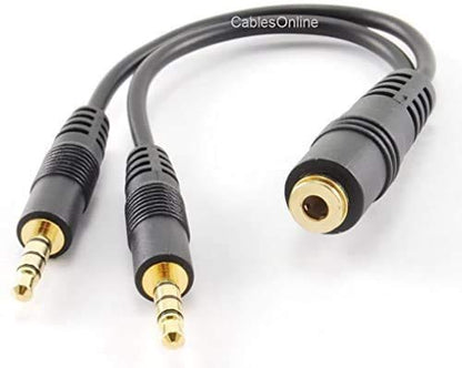 CablesOnline 3.5mm TRRS Female to Dual TRRS Male Stereo 4-Pole Splitter Cable, IP-Y03