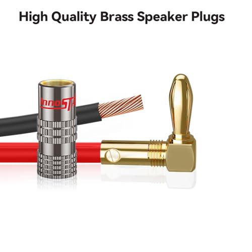 90 Degree Banana Plugs (6 Pairs / 12 pcs), Closed Screw 24K Gold Plated Banana Speaker Plug Connectors for Speaker Wire, Wall Plate, Home Theater, Audio/Video Receiver, and Sound Systems - size: 6 Pairs / 12 Pcs, style: 90 Degree Right Angle Banana Plugs