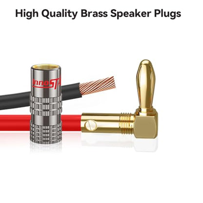 90 Degree Banana Plugs (6 Pairs / 12 pcs), Closed Screw 24K Gold Plated Banana Speaker Plug Connectors for Speaker Wire, Wall Plate, Home Theater, Audio/Video Receiver, and Sound Systems - size: 6 Pairs / 12 Pcs, style: 90 Degree Right Angle Banana Plugs