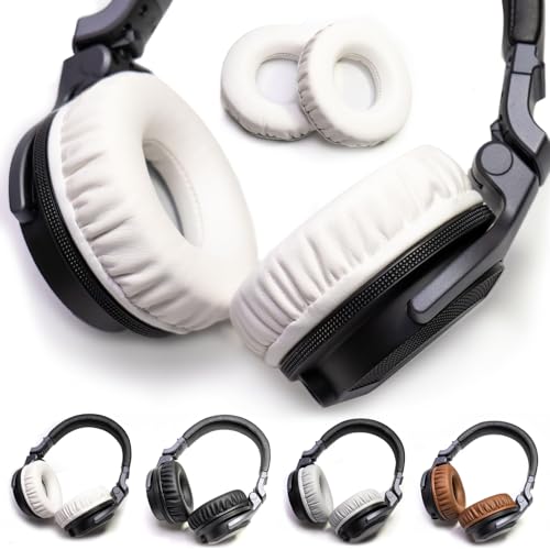 Soft Protein Leather Ear Pads for Pioneer HDJ CUE1 Cue One, HDJ500 DJ Headphone (White) - color: White