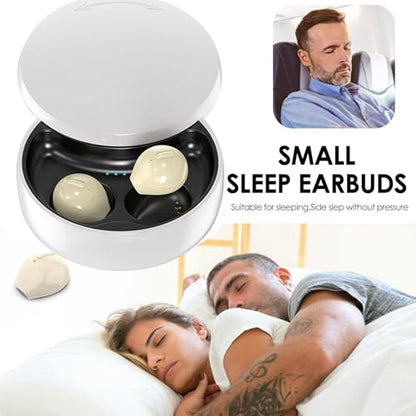 Smallest Invisible Earbuds Wireless Ear Buds Bluetooth in Ear Mini Discreet Small Tiny Earpiece Sleep Earbuds Hidden with Charging Case Headphones for Small Ears Work Sleeping Android iOS Yellow - color: Yellow