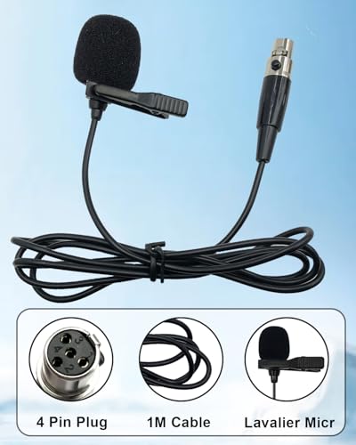 Lavalier Lapel Microphone Compatible with Shure KCX, PGX, BLX, SLX, GLX, ULX, QLX, FP, L1, LX1, SC1, U1, UC1, UT1, T1 Wireless Transmitter Unidirectional Condenser Mic (Mini XLR TA4F 4 Pin Plug) - size: Mini XLR TA4F 4 Pin Plug (Shure)