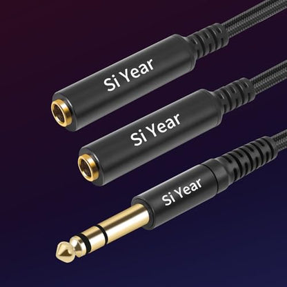 1/4" Splitter Cable, 6.35mm TRS to Dual 1/4 inch Female Stereo Y Headphone Splitter Cable for Studio,DJ,Amplifier,Karaoke, Live Sound Systems etc(30cm /2PACK) - size: 6.35M-2x6.35F(2pack)