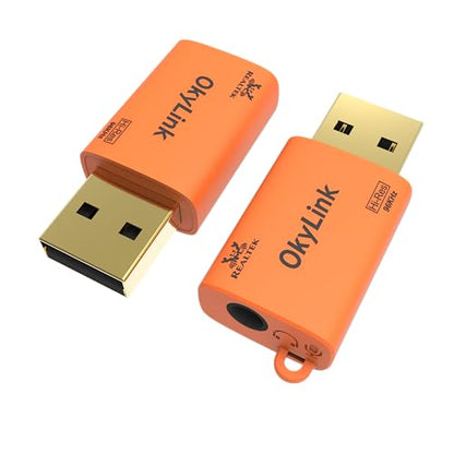 OkyLink USB to 3.5mm Audio Adapter, 96kHz Hi-Res DAC, Plug and Play,2-Pack | External Sound Card, TRRS 4-Pole, Realtek DAC Chip, Compatible with PS5/PS4, Windows, Mac - size: 2 Pack