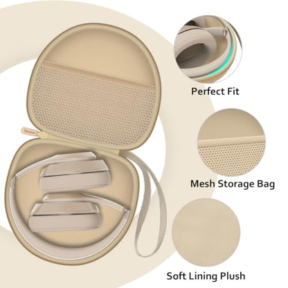 Headphone Case for JLab/Beats/TOZO/BERIBES/Picun Etc Headphones, Khaki | for JLab JBuds Lux ANC/Go Lux ANC, Beats Studio Pro/Solo 4 3,TOZO HT3,KVIDIO Etc Headphone, Hard Shell Case for Travel Home - color: Khaki