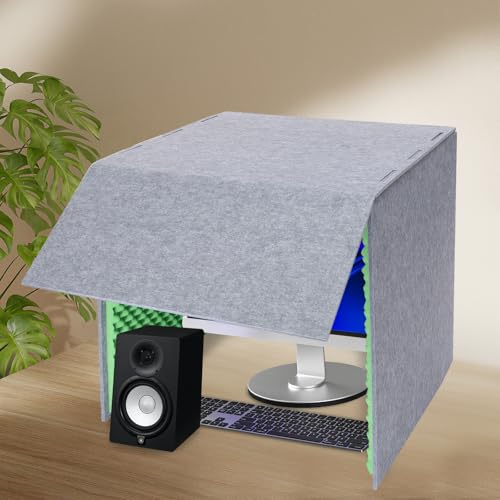 Desktop Soundproof Cover, 80x80cm Portable Vocal Isolation Booth with Acoustic Foam, Microphone Isolation Booth Cube, Noise Reducing Shield for Microphone, Streaming, and Office Privacy (Green) - color: Green
