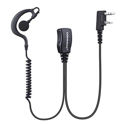 2-Pack Walkie Talkie Earpiece w Mic 2-Pin Compatible with Kenwood Bao Feng | G Shape Walkie Talkie Headset with PTT, Two Way radio Earpiece 3.5mm/2.5mm