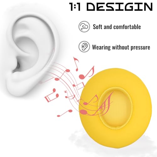 Headphone Replacement Ear Pad Cover Compatible with Beats by Dre Solo3 Solo2 Wired Wireless Headphones Protein Leather Memory Foam Headphone Cushion Ear Muffs-College Yellow - color: college yellow