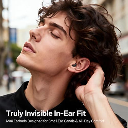 Xmenha Flat Sleep Mini Invisible Small Tiny Earbuds Wireless Bluetooth Ear Buds for Sleeping Headphones Micro Smallest Discreet Sleep Earbuds Earphones for Side Sleepers, Small Ears Canals Women, Work - color: White