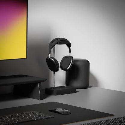 Raico Headphone Stand with Catchall Tray Base Premium Showpiece Headset Holder with Storage Solid Wood (Black Wood) - color: Black Wood