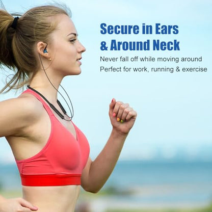 Wireless Neckband Earbuds Headphones for Kids Women Small Ears w Microphone | 12H Playtime, 10M Bluetooth 5.0, IPX5 Sweatproof, Secure Over Ear Hook for Sports Running Workout, for Cell Phone Tablet