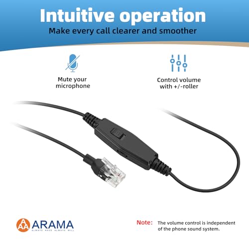 Arama Telephone Headset for Cisco Office Phones, Wired RJ9 Headset, 602C