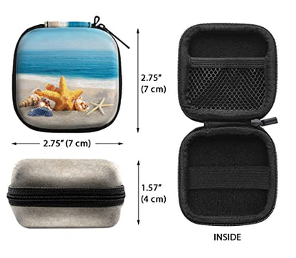 WIRESTER Portable Wireless Headphone Case, Earphone Storage Bag Carrying Case, Earbud Holder with Black Carabiner Compatible with Airpods - Seashells On The Beach - color: Seashells On The Beach