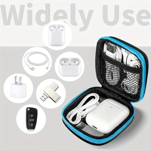 Square EVA Hard Shell Case, Mini Portable Organizer Pouch for Earbuds, Earplugs, USB Cables, Coins, Keys and Small Electronics Black - color: Black
