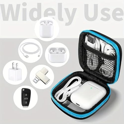 Square EVA Hard Shell Case, Mini Portable Organizer Pouch for Earbuds, Earplugs, USB Cables, Coins, Keys and Small Electronics Black - color: Black