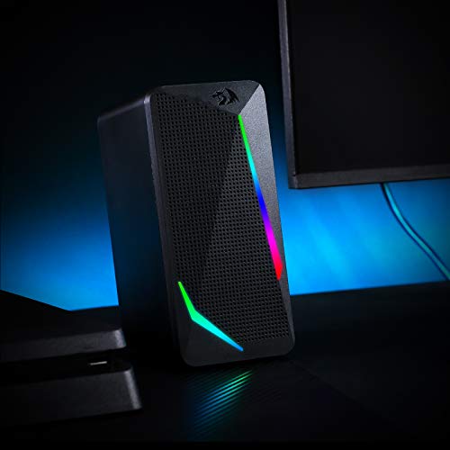 Redragon GS510 RGB Wired Desktop Speakers, 2.0 Channel Stereo Sound, Black - color: Black