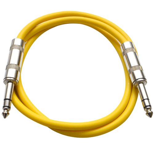 Seismic Audio - SATRX-2 - Yellow 2' 1/4" TRS to 1/4" TRS Patch Cable - color: Yellow, size: 2 Foot