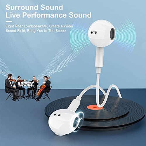 iPhone Wired Earbuds with Microphone and Volume Control, in-Ear Headphones | Plug-and-play wired earphones for iPhone with a built-in mic and volume control for calls and music, plus a comfy in-ear fit