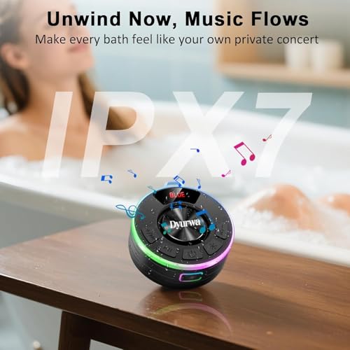 Bluetooth Shower Speaker, IPX7 Waterproof Shower Speaker with Loud Clear Sound, LED Display/RGB Lights/Suction Cup, Built-in Mic, 10H Playtime, Bathroom Speaker for Pool/Beach/Party/Gift. - color: A-Light Black