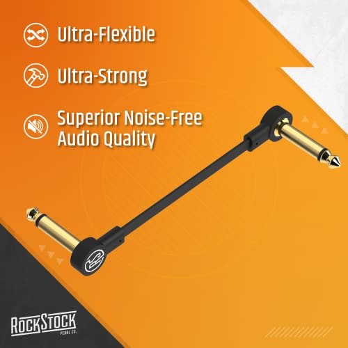 Rock Stock Guitar Flat Patch Cables (Pack of 3) - 4 Inch S-Shape Ultra-Thin - size: 4 Inches, style: S-Shape