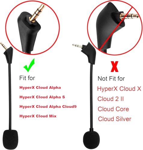 Replacement Cloud Alpha Game Mic Cable 3.5mm Headphone Boom Microphone Compatible with Kingston HyperX Cloud Alpha/Cloud Alpha S Gaming Headset Works on Pro PS4 Xbox One Nintendo Switch Computer PC