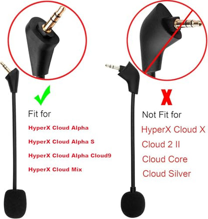 Replacement Cloud Alpha Game Mic Cable 3.5mm Headphone Boom Microphone Compatible with Kingston HyperX Cloud Alpha/Cloud Alpha S Gaming Headset Works on Pro PS4 Xbox One Nintendo Switch Computer PC