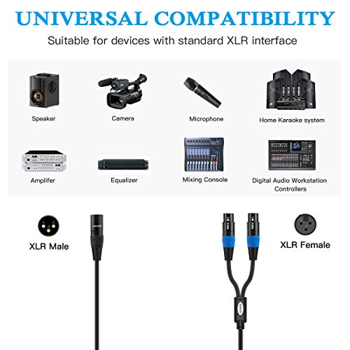 JOLGOO XLR Splitter - Dual XLR Female to Male Y Splitter Microphone Cable, 5 Feet - size: 5 Feet, style: XLR Male to Dual XLR Female