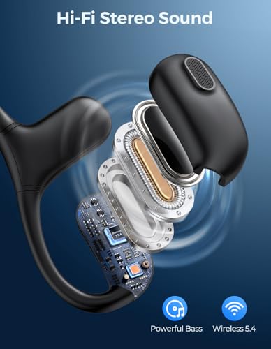 Open Ear Headphones with Mic, Wireless Headset with Smart Control - size: Small