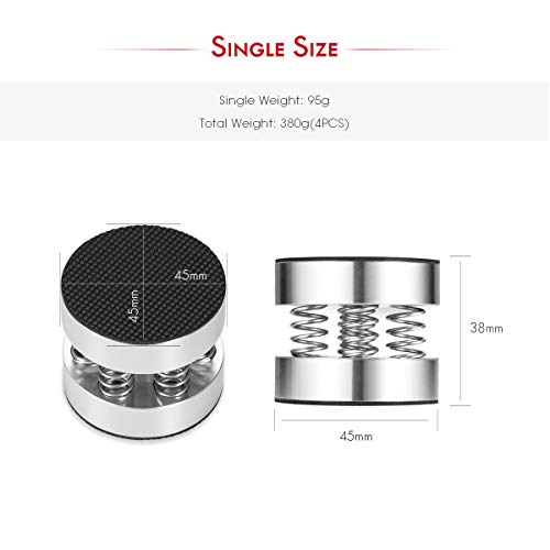 Nobsound 4PCS Silver Aluminum Spring Speakers Spikes Isolation Stand for HiFi Amplifier/Speaker/Turntable/Player