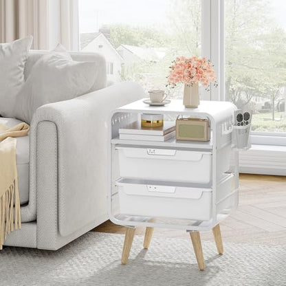SYKIARIOL Kids Nightstand, Bedside Table, White Side Table - color: White