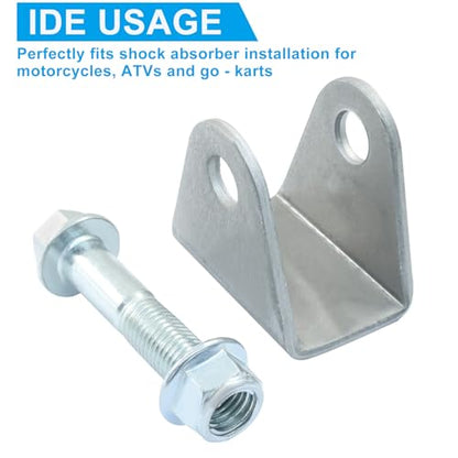 Universal Shock Mount Kit, Silver Steel, 4 Pack | ATV Dirt Bike Compatible, U Shape Suspension Bracket, Includes Hardware, For Go-Karts Motorcycles