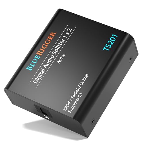 BlueRigger Digital Optical Audio Splitter (1x2 Active Toslink Splitter) - size: 1x2, style: Active